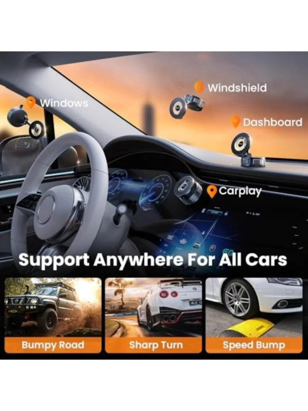 Strong Suction Magnetic Car Phone Holder - 360° Adjustable for iPhone 17-12 Pro